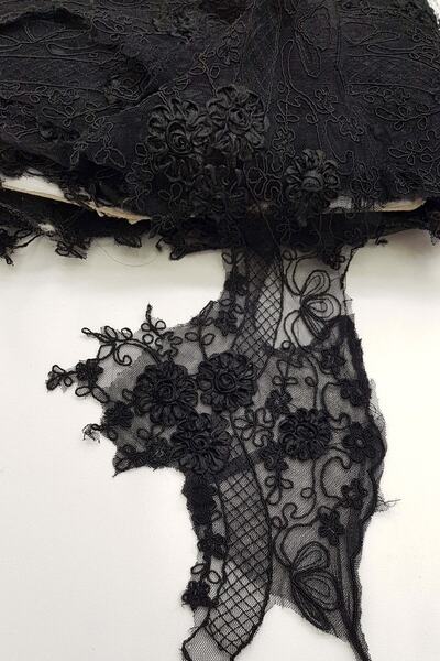 Bontex Dantel Siyah Çiçekli Fransız Güpür Dantel 1 Metre – Dantel