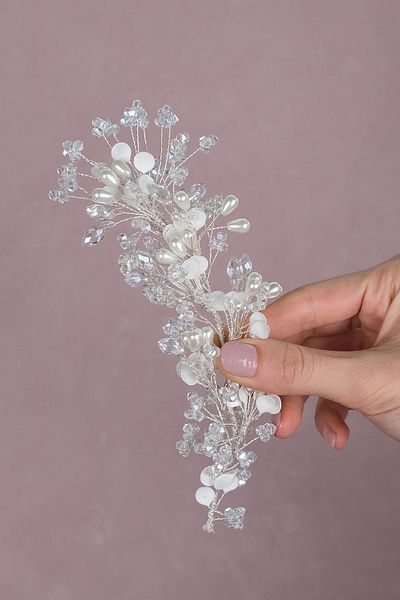 Bride Aksesuar Dünyası Accesoriu de mireasă Lega Pearl cu mărgele laterale pentru mirese – Coroană – Tiara