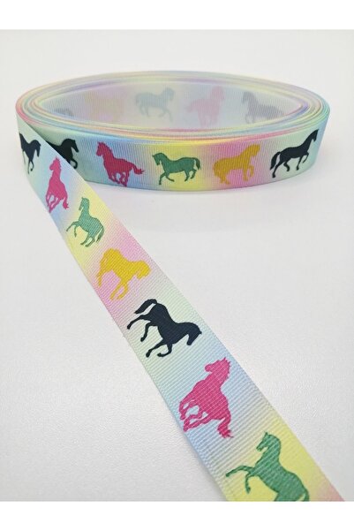 Bride Aksesuar Dünyası Panglică Grosgrain cu Motiv Cal Colorat 2,5 Cm 2 Metri...