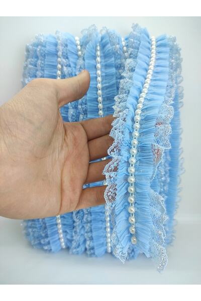 Bride Aksesuar Dünyası Panglică cu volane cu perle cu sclipici argintiu albas...