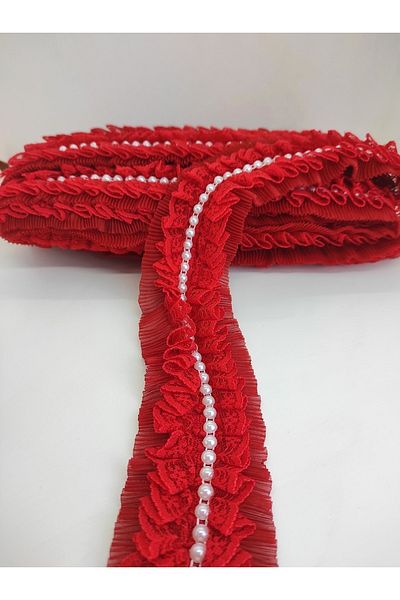 GELD Red Pearl Ruffle Ribbon – Ribbon – Ribbon
