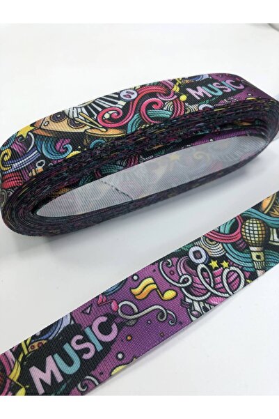 Bride Aksesuar Dünyası Hair Clip Music Written Pattern Grosgrain Ribbon 1 metru latime 2,5 cm – Panglică – Panglică
