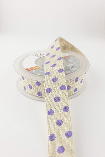 GELD Λιλά Dot Printed Λινό Κορδέλα – Κορδέλα – Κορδέλα