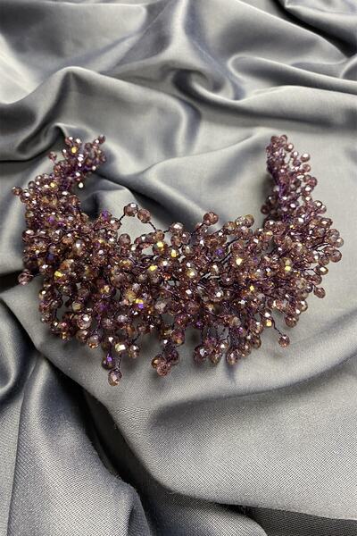 Bride Aksesuar Dünyası Henna și coroană de mireasă cu piatră de cristal Plum ...