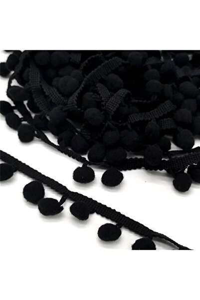 Bride Aksesuar Dünyası Panglică neagră cu pompon – Panglică decorativă