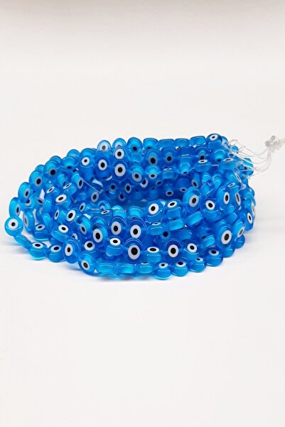 FdayAksesuar Ποικιλία από χάντρες: Μπλε επίπεδες γυάλινες χάντρες για το κακό...