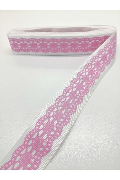 Bride Aksesuar Dünyası Panglică Grosgrain Imprimată Dantela Albă 2,5 Cm 2 Metri – Panglică – Panglică