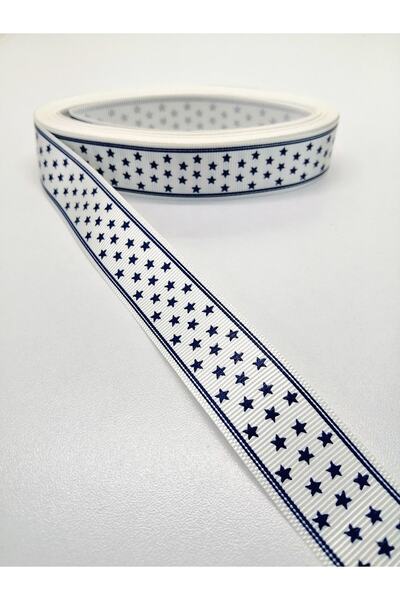 Bride Aksesuar Dünyası Panglică Grosgrain cu stele albe 2,5 cm 1 metru – Pang...