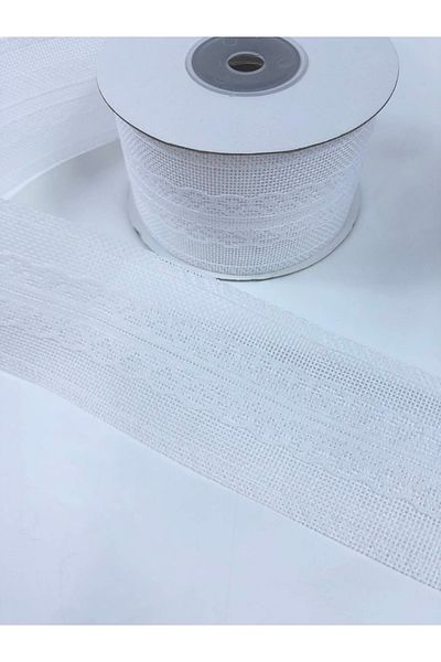Bride Aksesuar Dünyası Panglică de in lată cu dantelă în mijloc albă – Panglică – Panglică