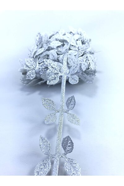 Bride Aksesuar Dünyası Panglică decorativă din frunze de satin argintiu 5 met...