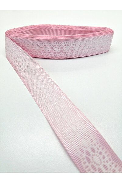 Bride Aksesuar Dünyası Ροζ Δαντέλα Με Εκτύπωση Grosgrain Κορδέλα 2,5 εκ. 2 μέ...