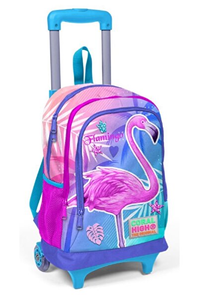 Coral High Mavi Flamingo Baskılı Işıklı Tekerlekli Çekçek Okul Çantası - Kız ...
