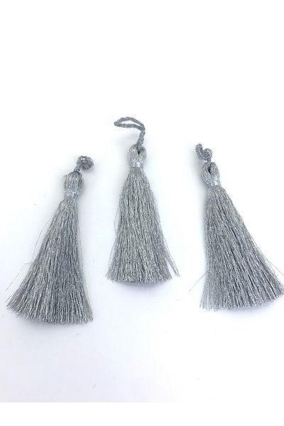 GELD Handcrafted Silver Glitter Tassel 7 cm – Decorative Ribbon – Decorative Ribbon