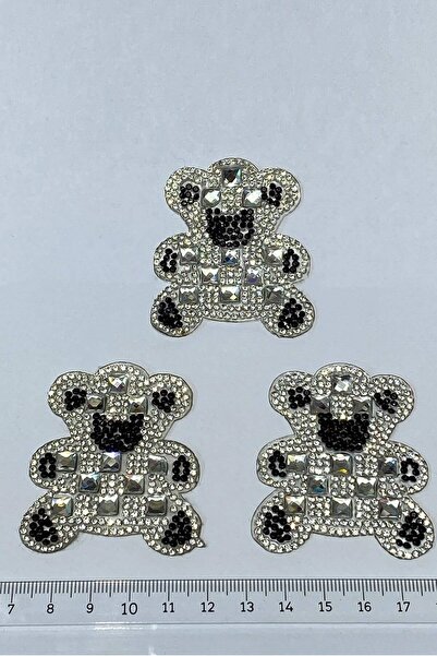 Bride Aksesuar Dünyası Aplicație termoadesivă Ursul Negru Argintiu cu model –...