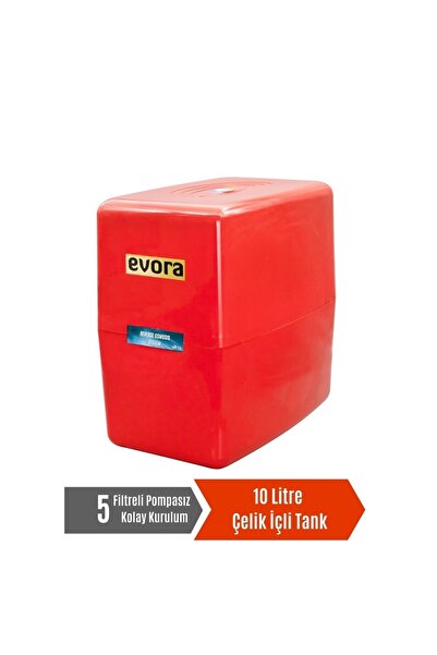 Evora 5 Filtreli 8 L Pompasız Kırmızı Kapalı Kasa Su Arıtma Cihazı