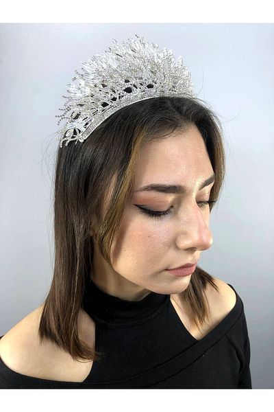 Bride Aksesuar Dünyası Henna de trandafir de culoare argintie și coroană de mireasă – Coroană – Coroană – Coroană