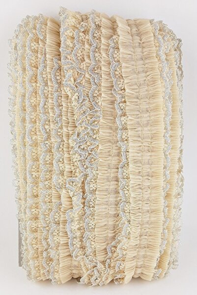 Bride Aksesuar Dünyası Accesoriu Panglică Decorativă Bej cu Sclipici, Volane ...