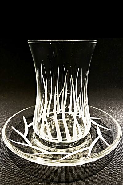 RIBELLA DESIGN Çimen Model Lav Duru Özel Tasarım 6 Kişilik 12 Parça Çay Seti ...