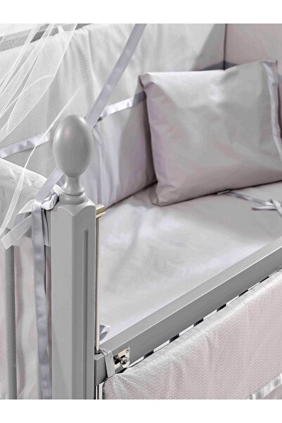 Meltem Smart Kral Anne Yanı Ahşap Sallanır Beşik 60x120 cm (gri-gri)