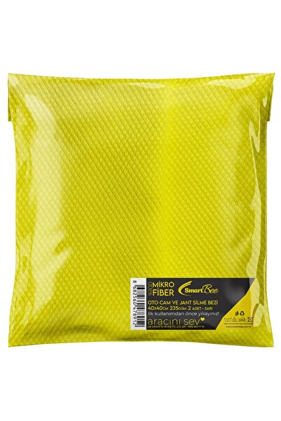 SmartBee 2'li Mikrofiber Cam Ve Jant Silme Bezi 40x40 235gr/m2 - Sarı
