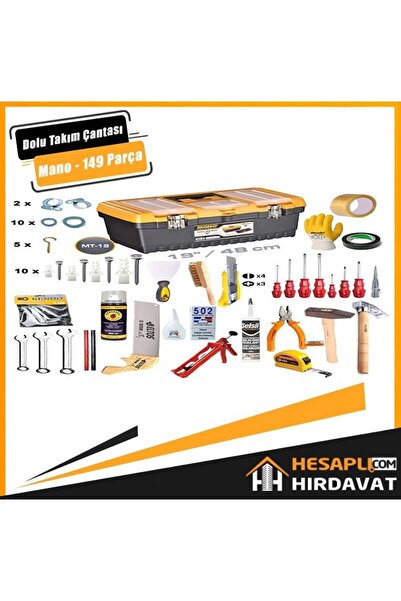 Hesaplı Hırdavat Mano 149 Parça 53 Çeşit Alet Çantası Seti - Takım