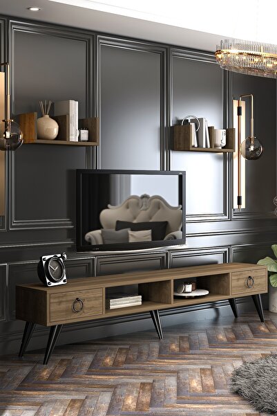 Givayo Mobilya Lucina Tv Ünitesi 2 Raflı Ceviz 180 Cm