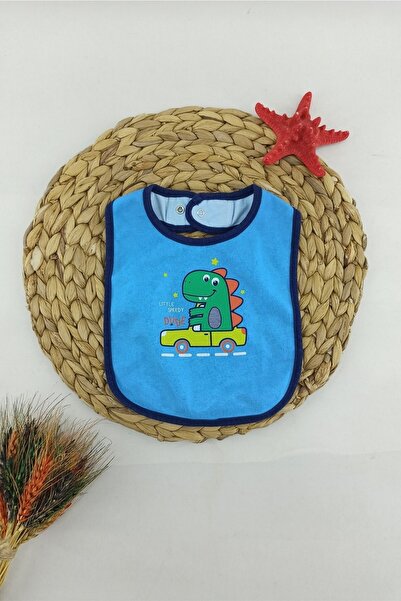 dubi baby Arabalı Dino Desen Sıvı Geçirmez Arkası Alezli Bebek Mama Önlüğü 6-...