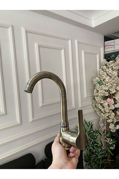 İSAOĞLU YAPI Antique Gold Diamond Design Sink Mixer Antique Sink Mixer