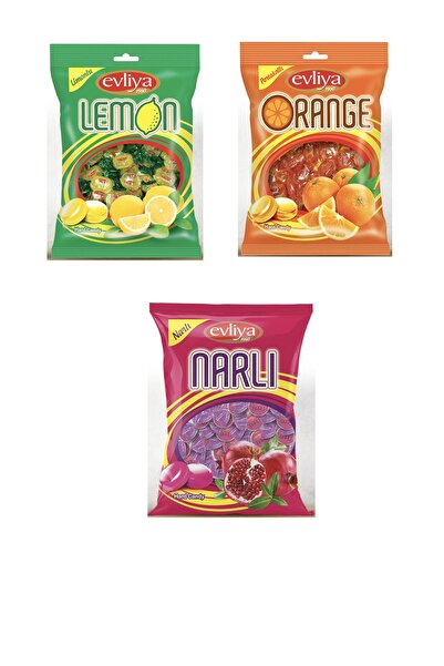 evliya 3'lü Sert Şeker (limonlu, Portakallı, Narlı)