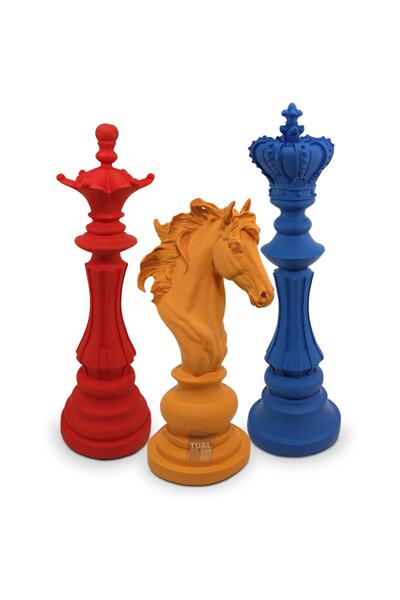 Dekoromi Dekoratif Satranç Taşı Heykeli Seti (3 PARÇA)32x12cm