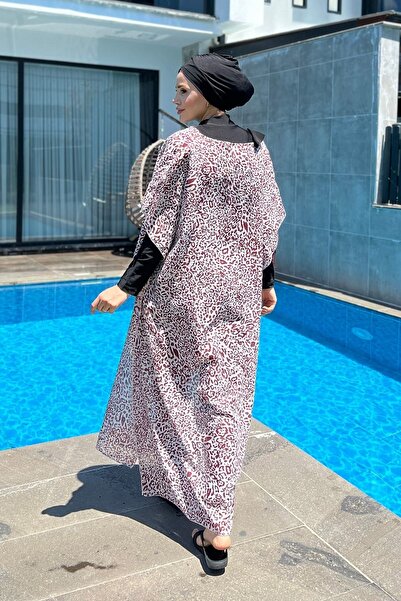 Remsa Mayo Kaftan Pareo 430-217 Leopard Claret Red