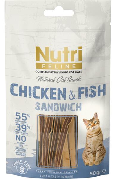 Nutri Feline Chicken Fish Sandwich Tavuk Balık Kedi Ödül 50 Gr