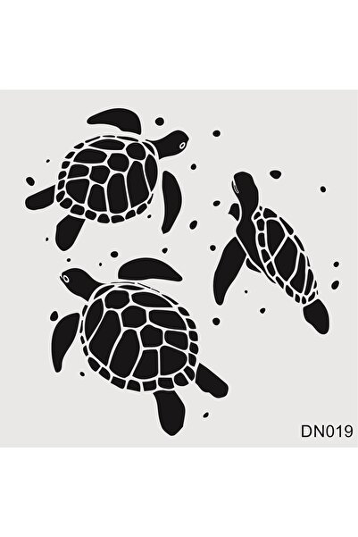 STENCİLTASARIM Stencil Tasarım Dn019 Kaplumbağa Deniz Temalı - Dekoratif Duvar Ve Eşya Boyama Şablonları 25x25cm