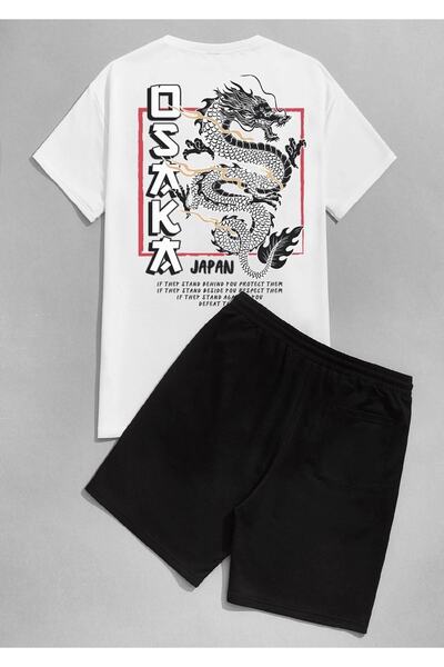 Deocept Combinație de tricou și pantaloni scurți Osaka oversize pentru bărbați