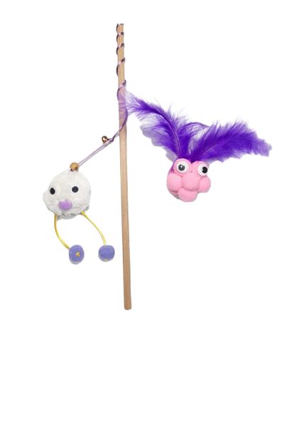 Be Cat Bell Cat Fishing Rod and Cat Playball Toy Set of 2
