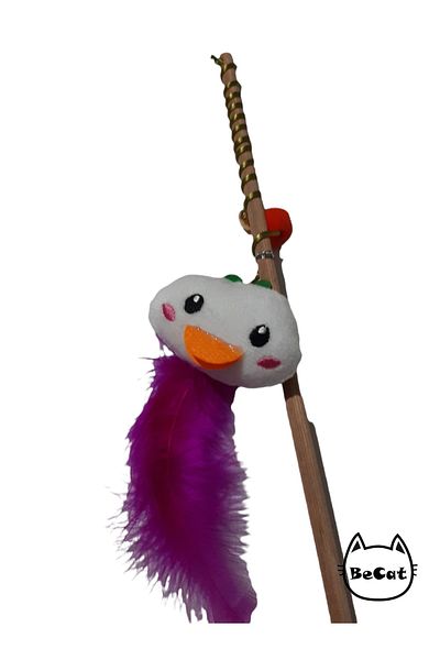 Be Cat Plush Cat Fishing Rod with Duck Figure and Bells