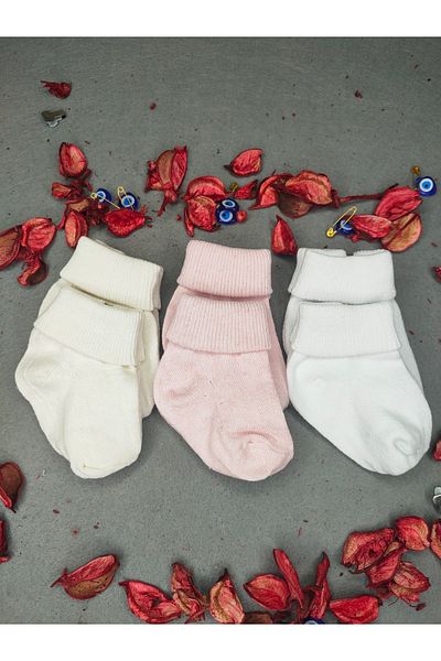 Akface Curled 6 Pack Girl 100% Cotton Baby Socks 0-1-3-4-5-6 Months Standard