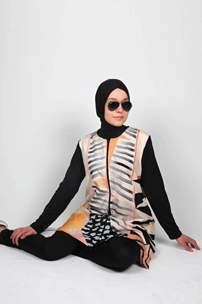 Tıklaalbeni Büyük Beden Sealife Sl1008 Picasso Serisi Yapışmayan Tesettür Mayo