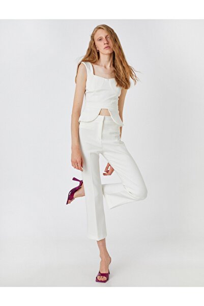 Koton Crop Cigarette Trousers with Pocket Detail
