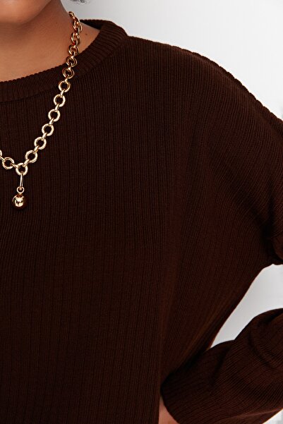 Trendyol Collection Barna széles szabású Basic Fittilli kötöttáru alsó felső szett TWOSS20AU0084