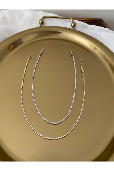 LİNACO Special Series Gold Zircon Stone Waterway Necklace