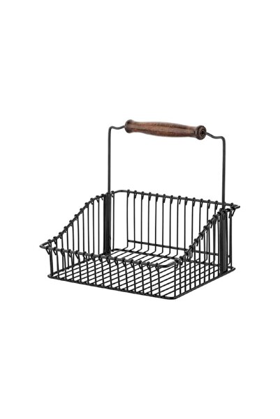 nevhas Siyah Mutfak Banyo Sepeti Çok Amaçlı Sepet Ferforje Metal Fintorp Mode...