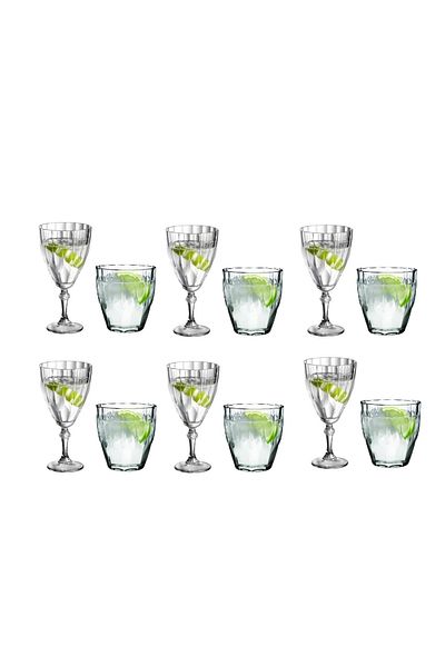 AYBABA STORE Water Glass Set Diamond Goblet Water Glass Set 12 Pieces