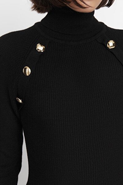 Trendyol Collection Černé černé úplety Rolákové šaty TWOAW23EL00076 Šaty TWOAW23EL00076