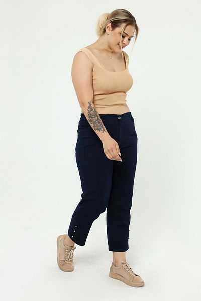 xlargebutik Plus Size Women's Clothing Super Comfortable Elastic Waist Ankle Length Jeans