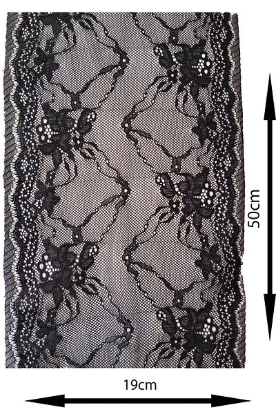 REMSATİC Lycra Lace - Guipure Μαύρο Χρώμα Φαρδύ (Μήκος 50cm)