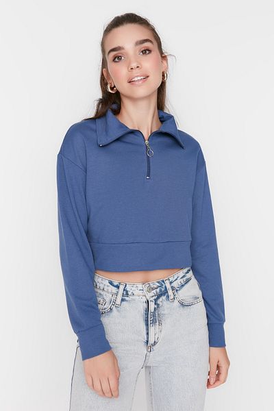 Trendyol Collection Pletený límec Polo na zip