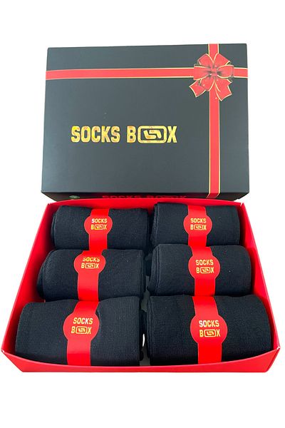 socksbox Bamboo Seasonal Premium Σετ 6 τεμαχίων (απλό μαύρο) / Κουτί δώρου /40-44