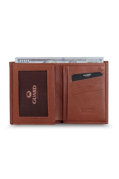 GUARD Tan Genuine Leather Men's Wallet with Cross Card Compartment / P39
