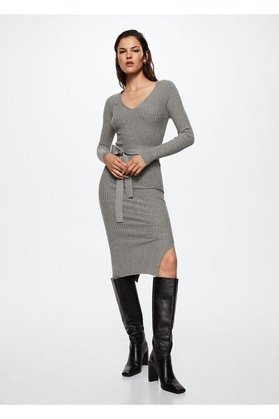 MANGO Woman Bow Knitted Dress